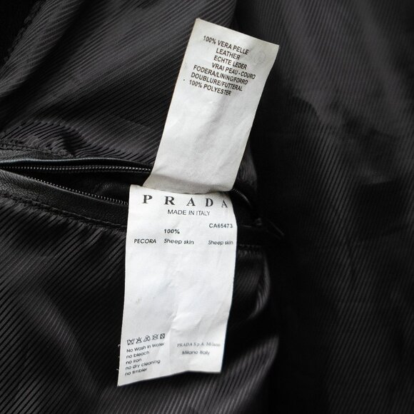 Vintage Prada Bomber Biker Leather Jacket for timeless style - Picture 8 of 9